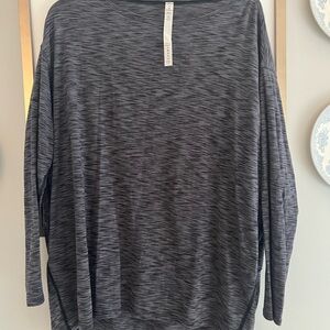 Lululemon Charcoal Long Sleeve Back in Action Top